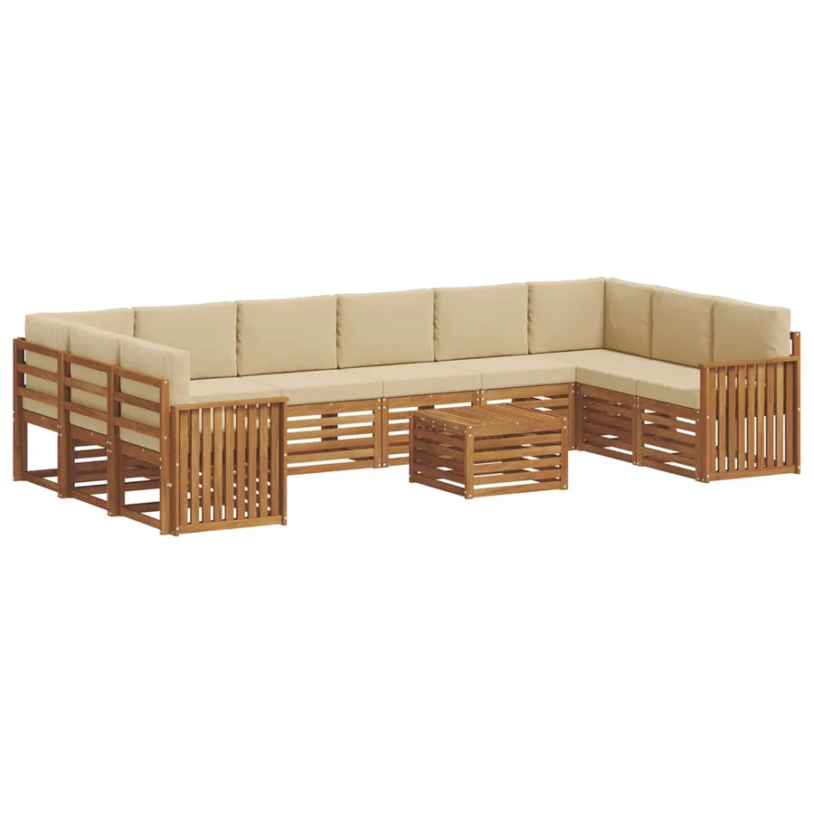 Ensemble de canapés d'extérieur 11 pcs Naturel et Beige - 2