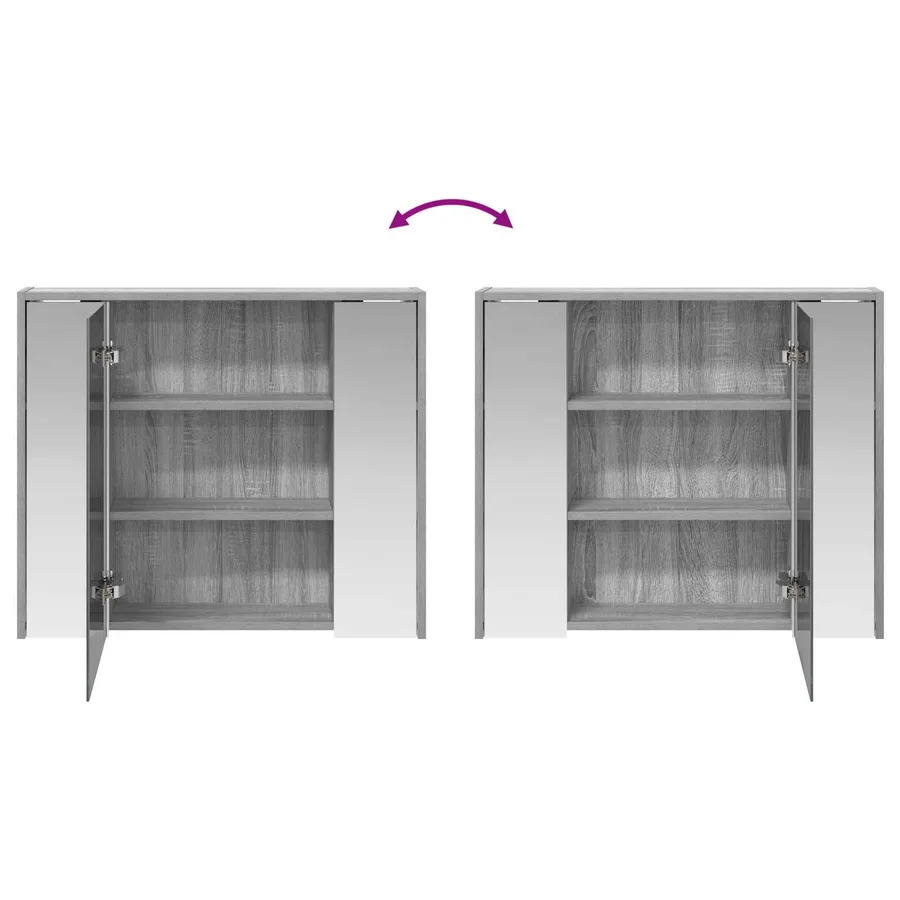 Armoire Miroir de Salle de Bain Gris Sonoma 73,5 x 16 x 62,5 cm - 10