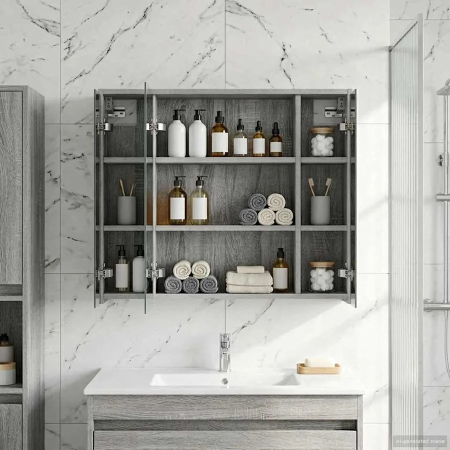 Armoire Miroir de Salle de Bain Gris Sonoma 73,5 x 16 x 62,5 cm - 4