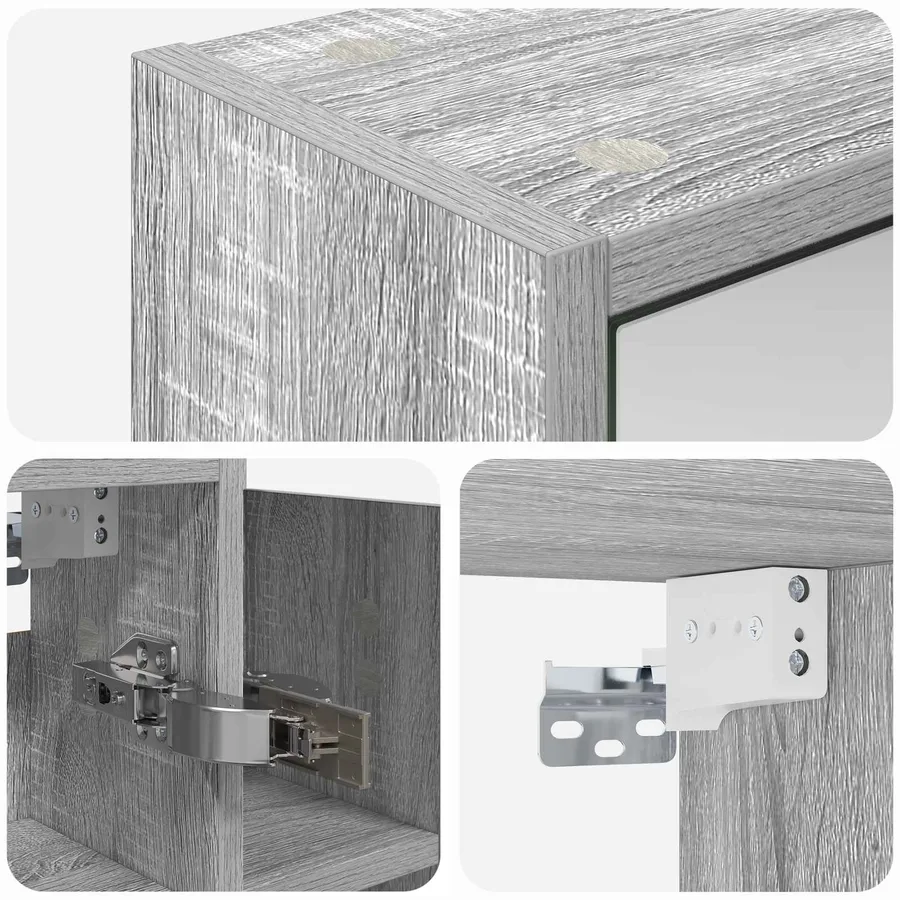 Armoire Miroir de Salle de Bain Gris Sonoma 73,5 x 16 x 62,5 cm - 9