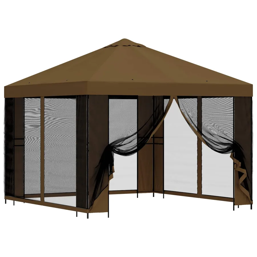 Abri de jardin avec parois 3 x 3 m Taupe Polyester et Acier - 2