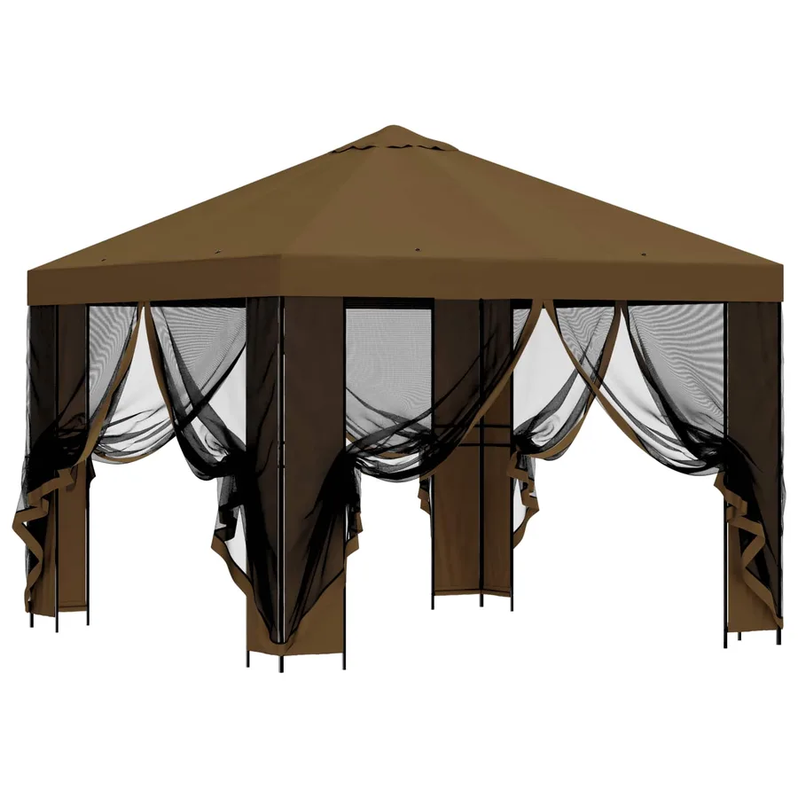 Abri de jardin avec parois 3 x 3 m Taupe Polyester et Acier - 4