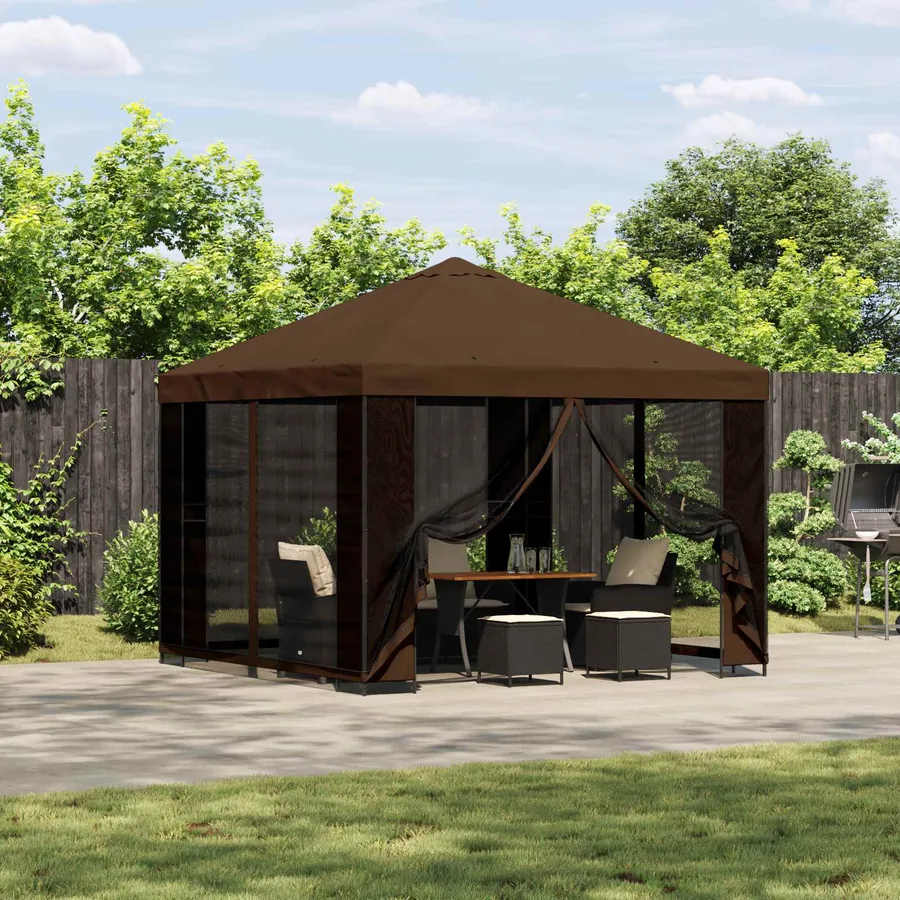 Abri de jardin avec parois 3 x 3 m Marron Polyester et Acier