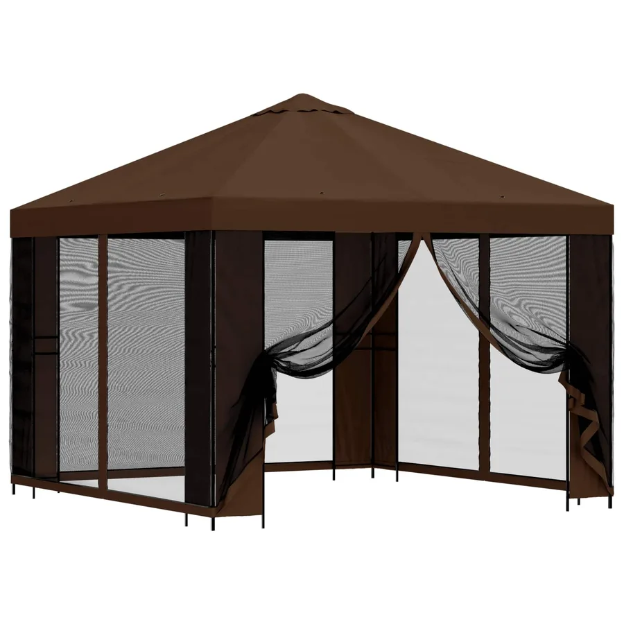 Abri de jardin avec parois 3 x 3 m Marron Polyester et Acier - 2