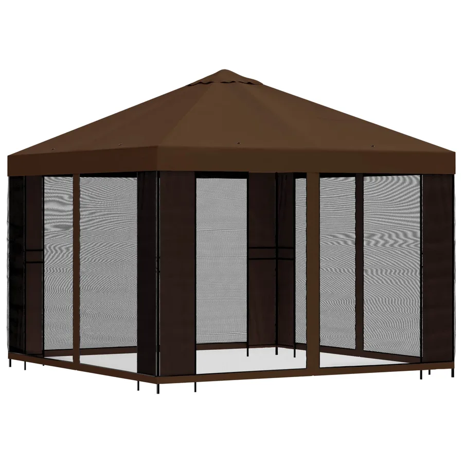 Abri de jardin avec parois 3 x 3 m Marron Polyester et Acier - 3