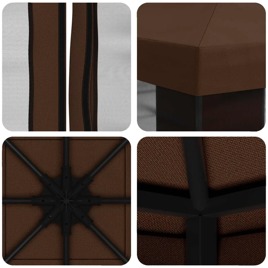 Abri de jardin avec parois 3 x 3 m Marron Polyester et Acier - 7