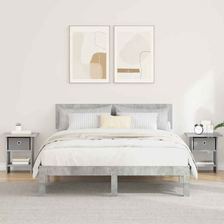 Table de chevet avec tiroir 2 pcs Gris béton 41 x 40 x 45 cm