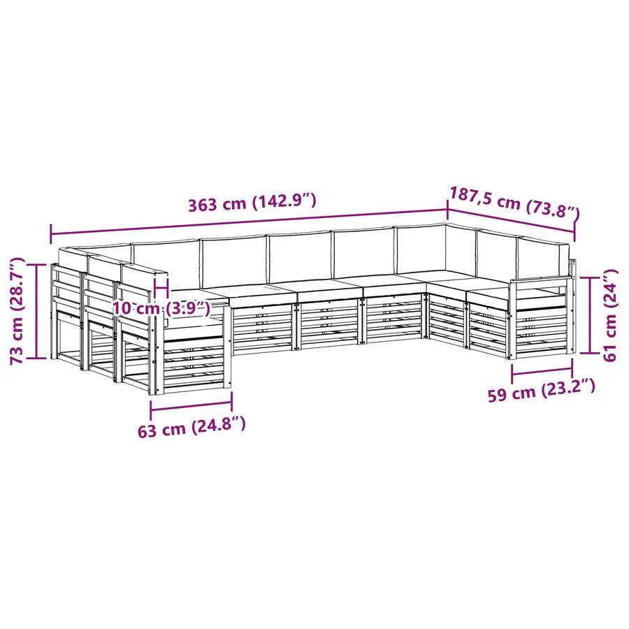 Ensemble de canapé d'angle 10 pcs Naturel et Anthracite - 9