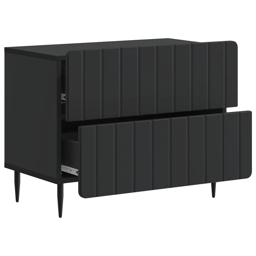 Cabinet de chevet Noir 62 x 34,5 x 49,5 cm Bois d'ingénierie - 4