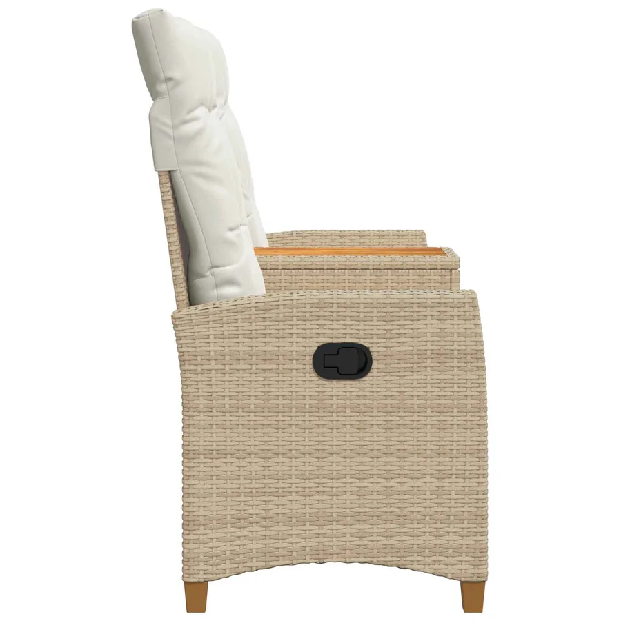 Banc inclinable avec table Beige et blanc crème polyrotin - 5