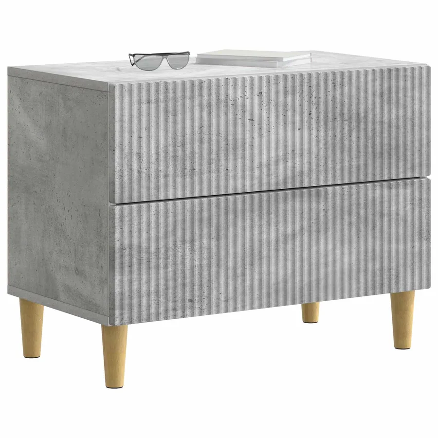 Cabinet de chevet avec tiroir Gris béton 62 x 34,5 x 48 cm - 3