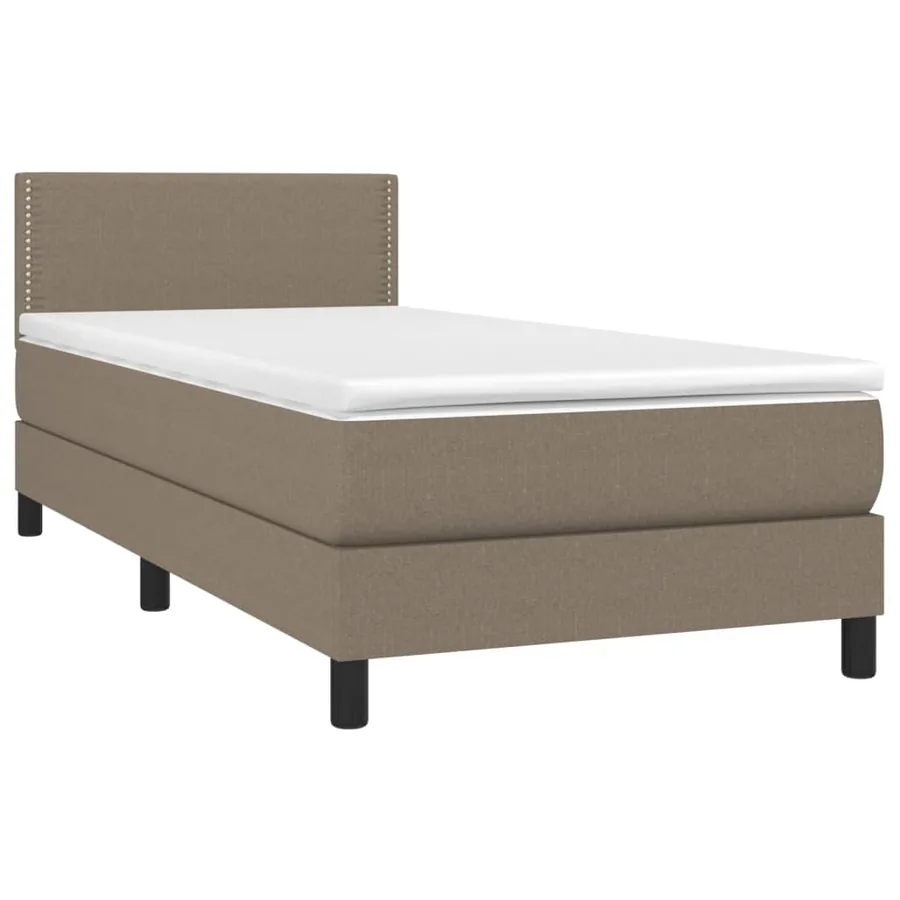Sommier à lattes de lit avec matelas LED Taupe 90x190 cm Tissu - 3