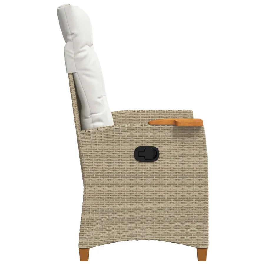 Chaise inclinable avec plateau à thé 62 x 64 x 112 cm polyrotin - 5