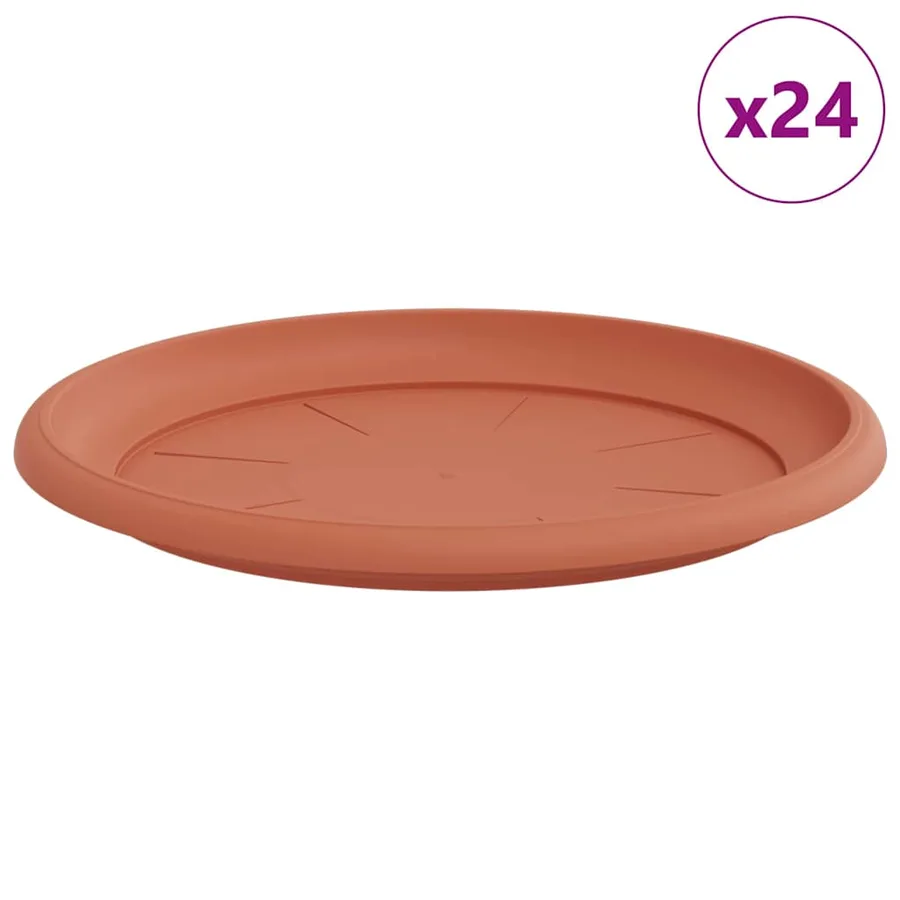Plateau à fleurs rond 24 pcs Rouge brique Ø 27 x 2,5 cm - 2