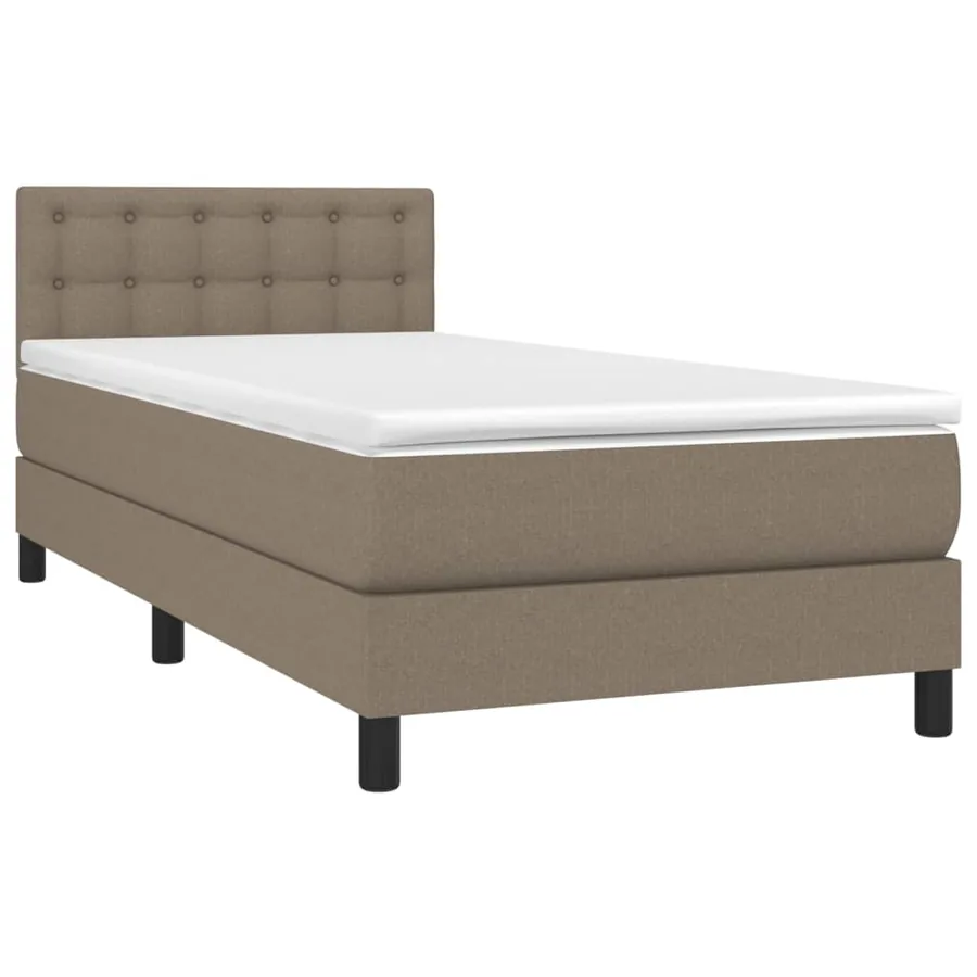 Sommier à lattes de lit avec matelas LED Taupe 90x190 cm Tissu - 3