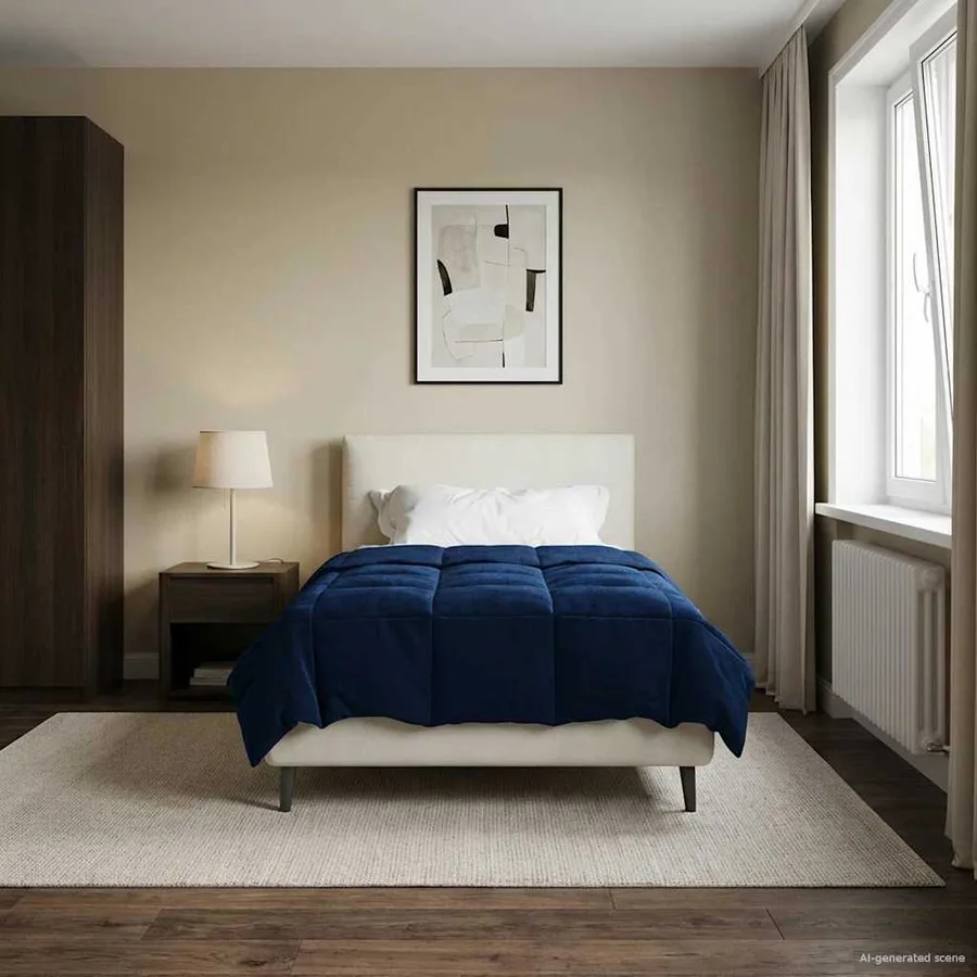 Duvet d'été simple Matelassé Bleu foncé 140 x 220 cm Microfibre - 4