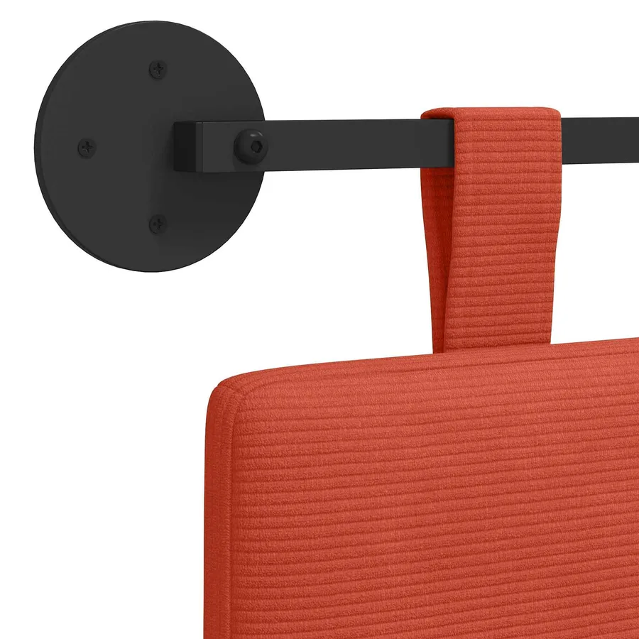 Tête de lit suspendue Rouge orange Tissu en velours côtelé - 9