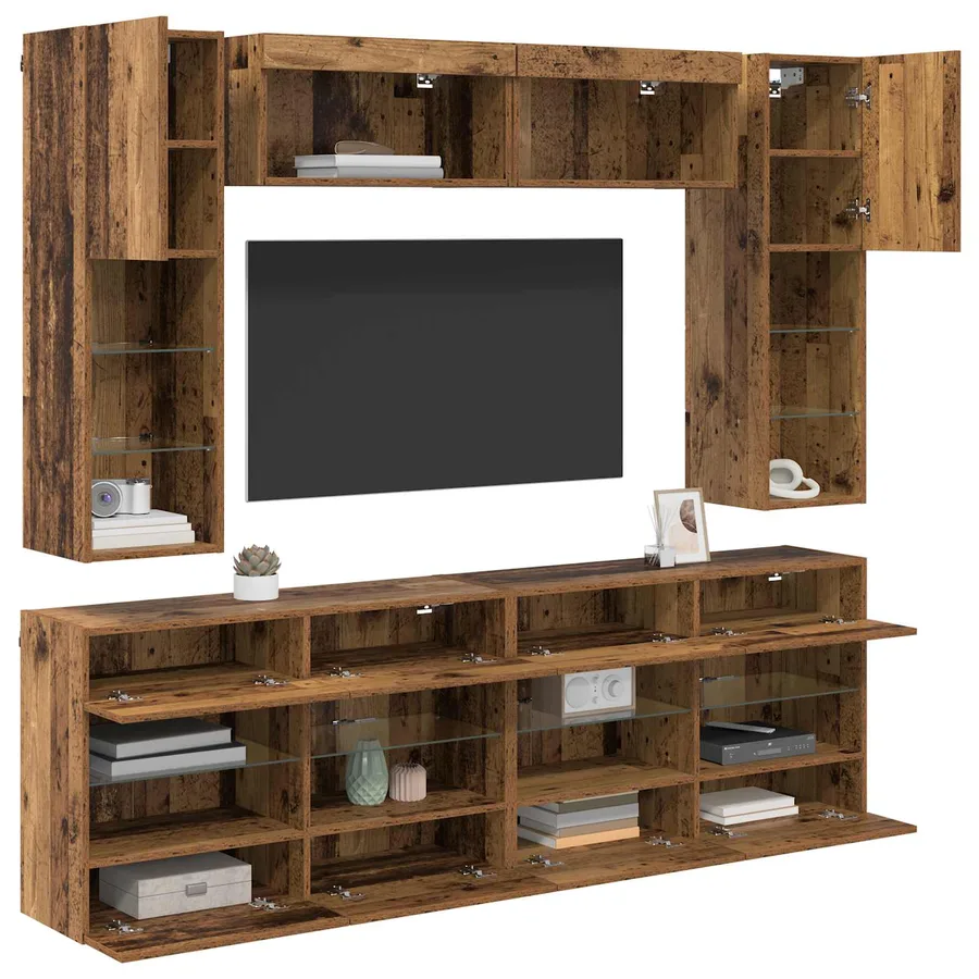 Ensemble de meuble TV mural 6 pcs Bois ancien Bois d’ingénierie - 3