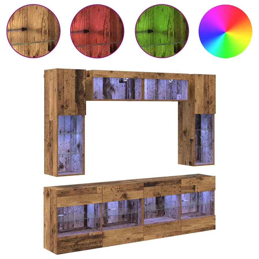 Ensemble de meuble TV mural 6 pcs Bois ancien Bois d’ingénierie - 4