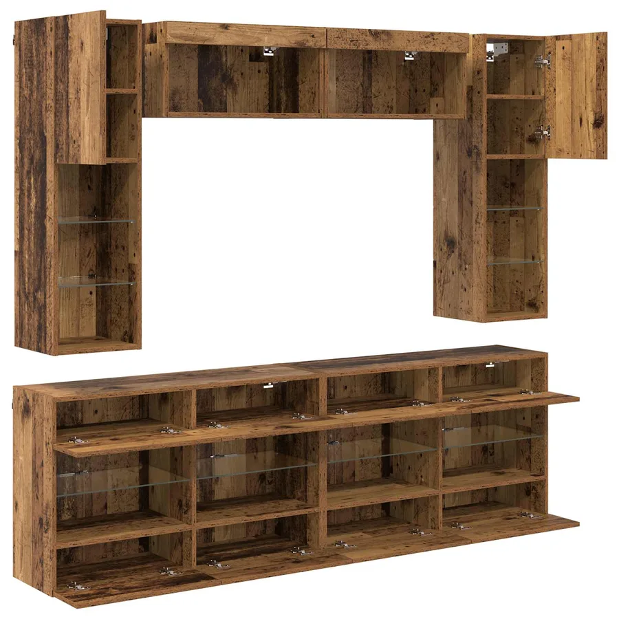Ensemble de meuble TV mural 6 pcs Bois ancien Bois d’ingénierie - 9