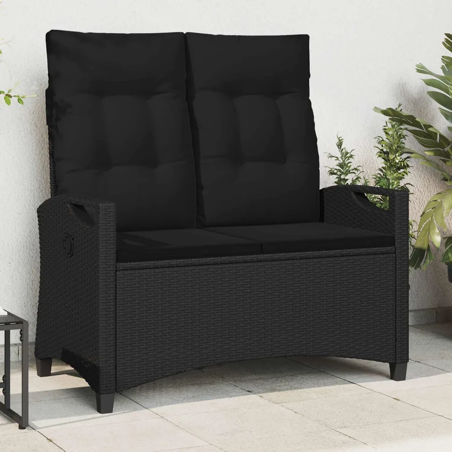 Banc de jardin Noir 105 x 60 x 112 cm Acier et Polyester