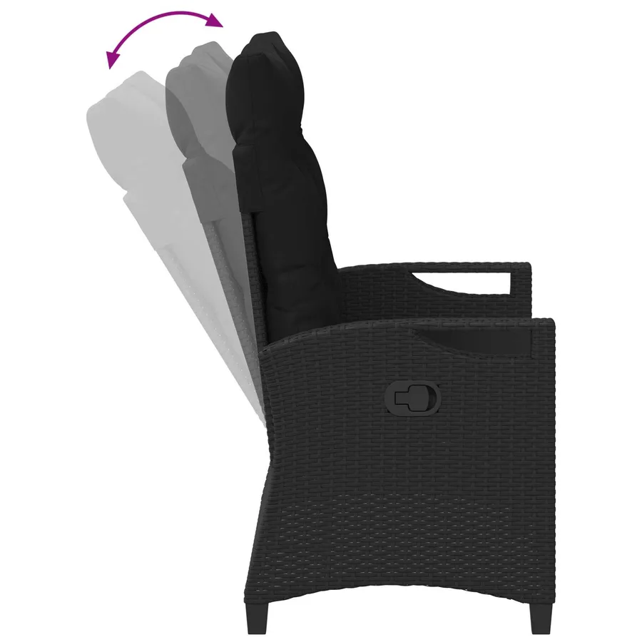 Banc de jardin Noir 105 x 60 x 112 cm Acier et Polyester - 9
