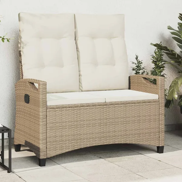Banc de jardin avec oreiller Beige et crème 105 x 60 x 112 cm