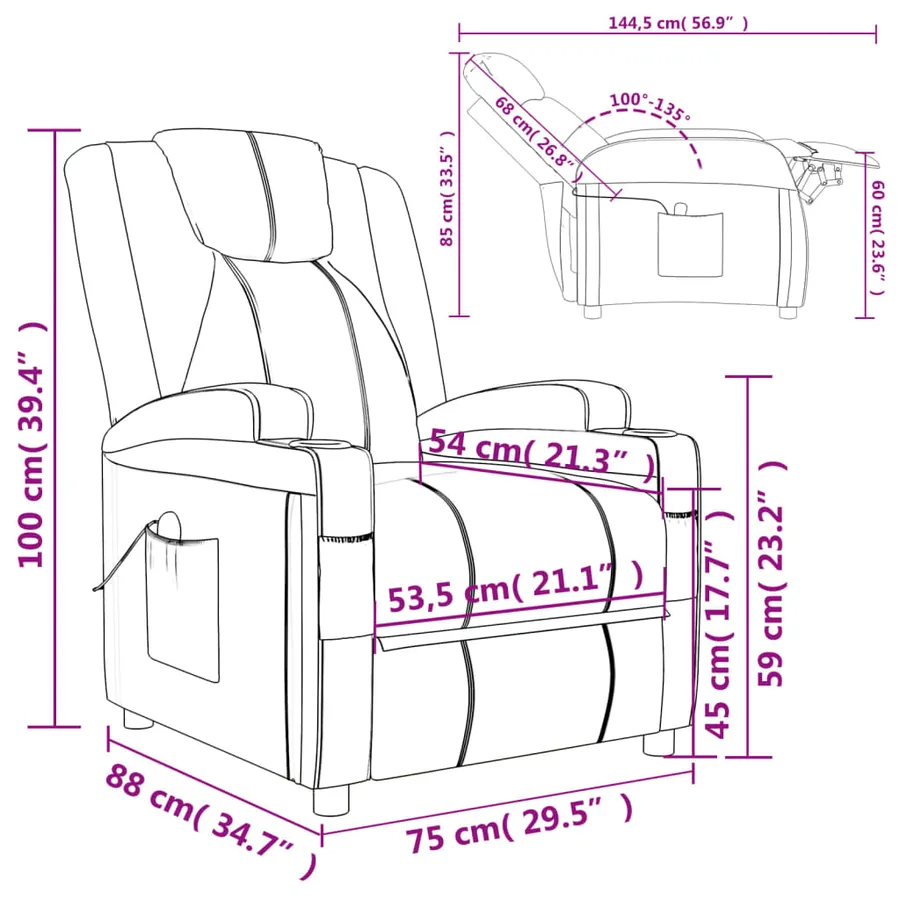 Fauteuil de massage blanc crème similicuir - 11