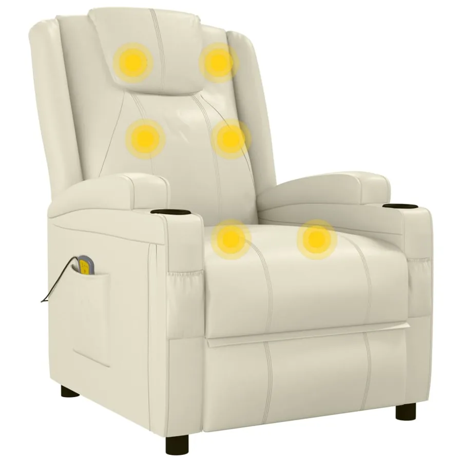 Fauteuil de massage blanc crème similicuir - 6