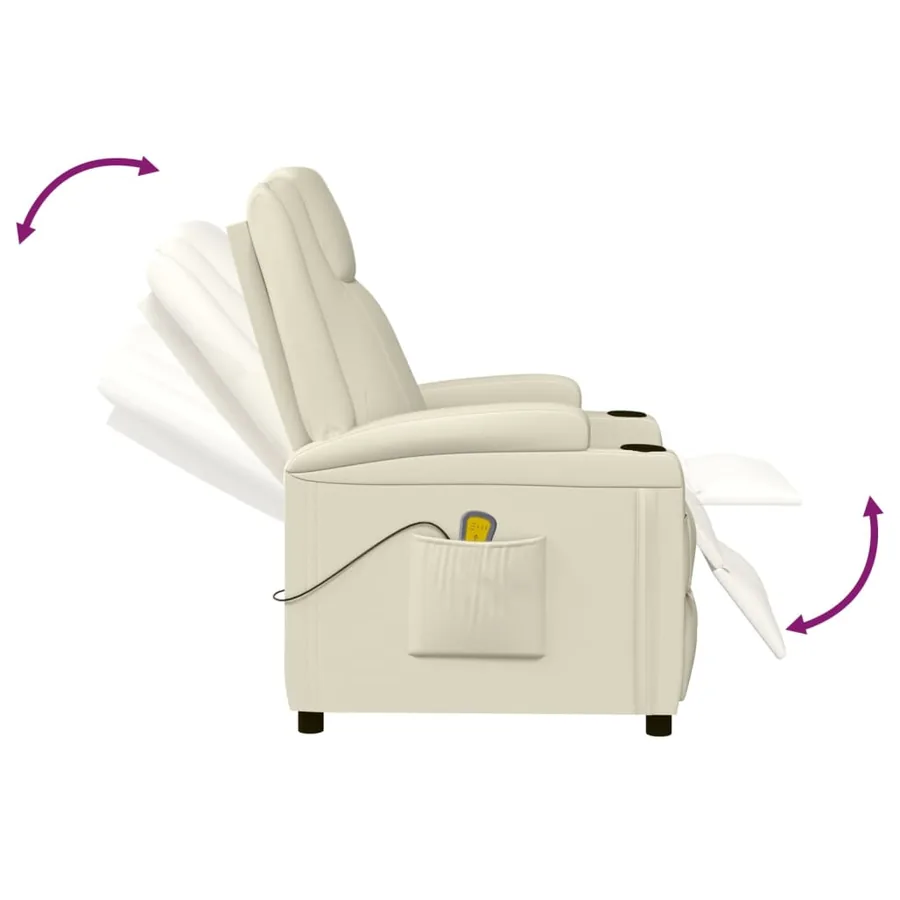 Fauteuil de massage blanc crème similicuir - 7