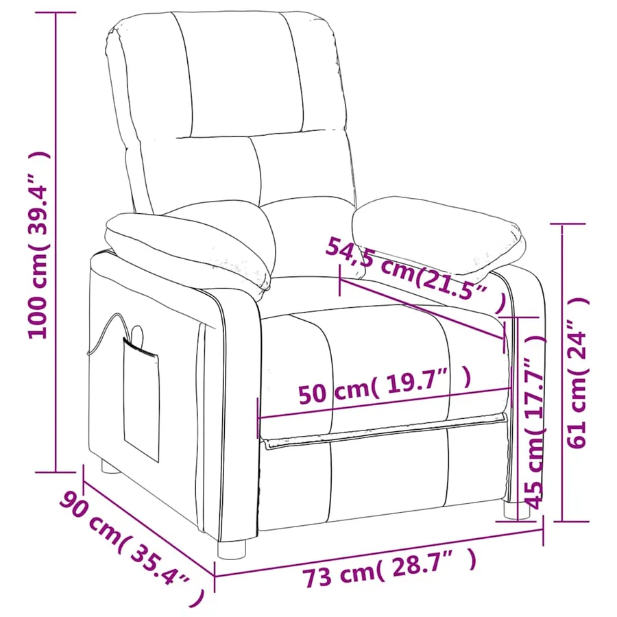Fauteuil de massage Noir Tissu - 11