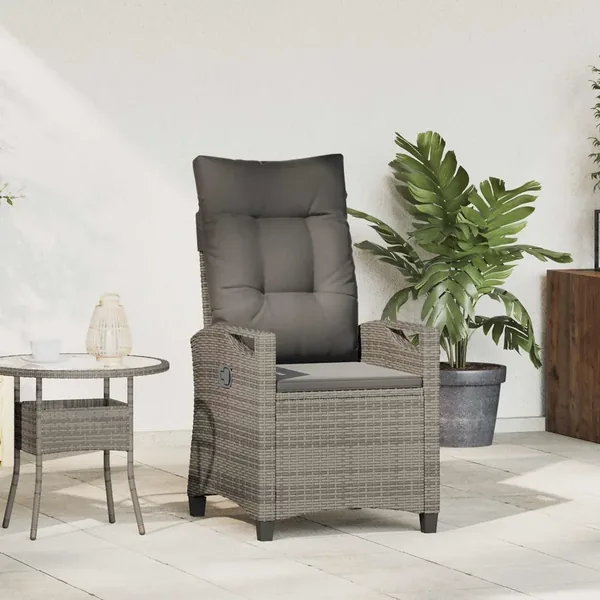 Chaise de jardin inclinable Gris et Gris foncé 56 x 60 x 112 cm