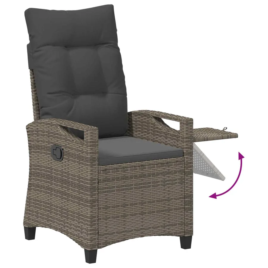 Chaise de jardin inclinable Gris et Gris foncé 56 x 60 x 112 cm - 10