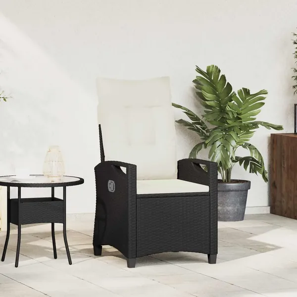 Chaise de jardin inclinable Noir et Crème 56 x 60 x 112 cm