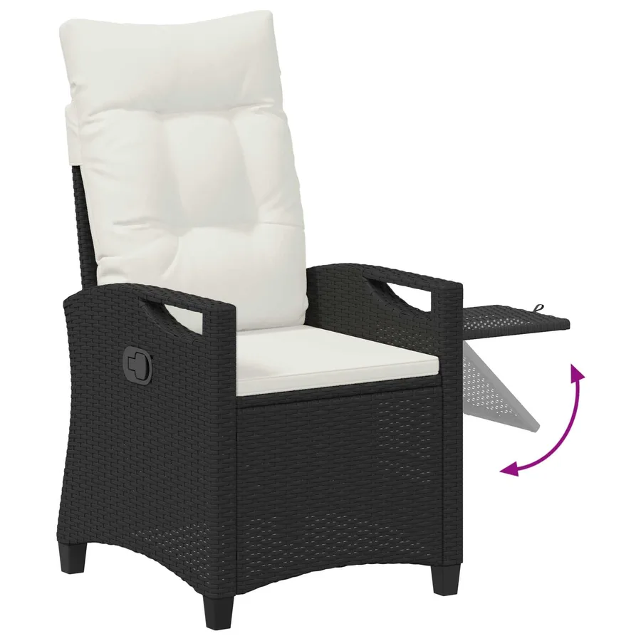 Chaise de jardin inclinable Noir et Crème 56 x 60 x 112 cm - 10