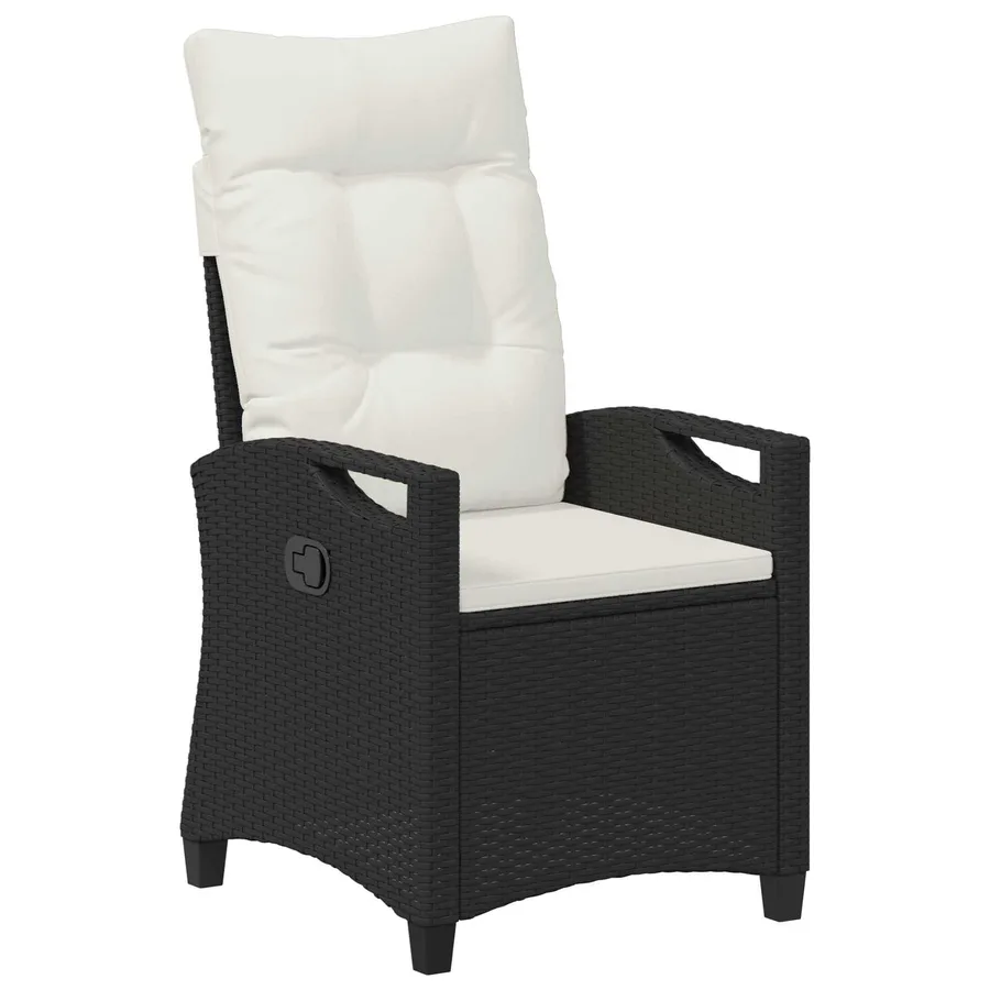 Chaise de jardin inclinable Noir et Crème 56 x 60 x 112 cm - 2