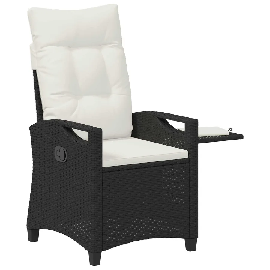 Chaise de jardin inclinable Noir et Crème 56 x 60 x 112 cm - 3