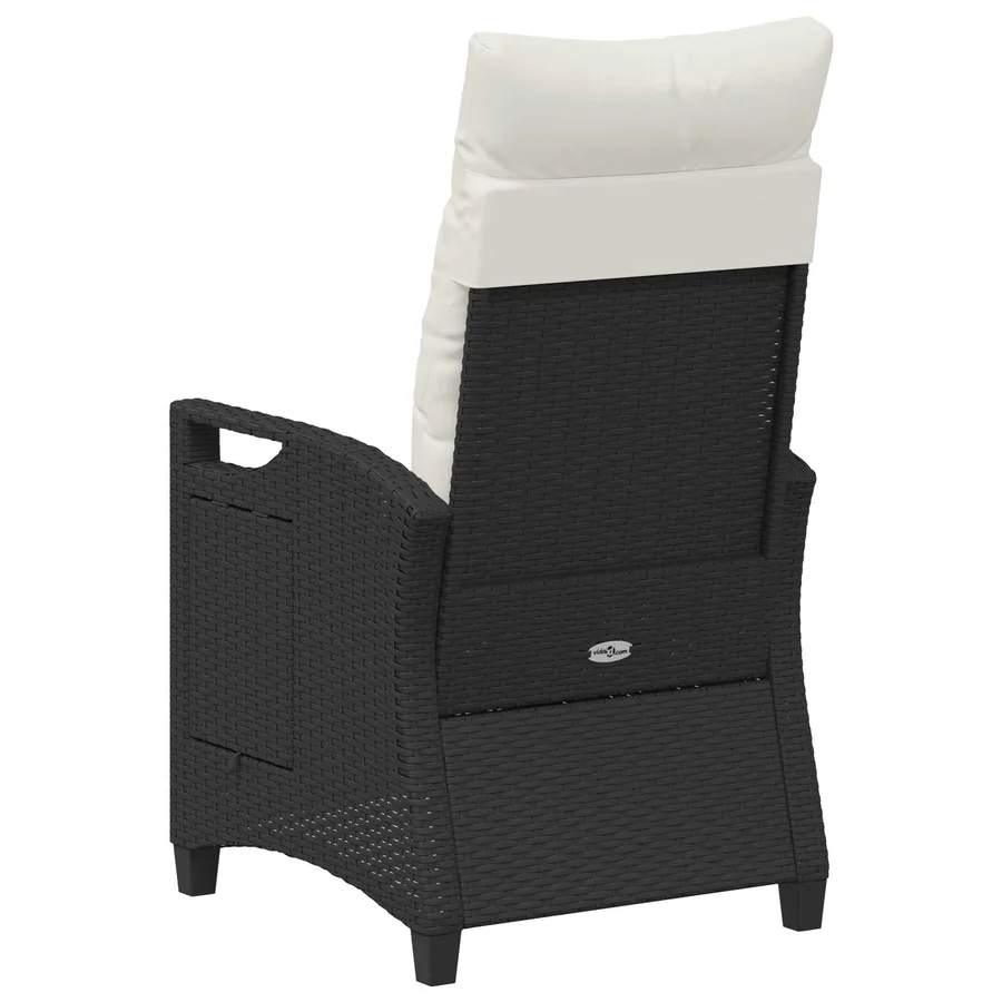 Chaise de jardin inclinable Noir et Crème 56 x 60 x 112 cm - 7
