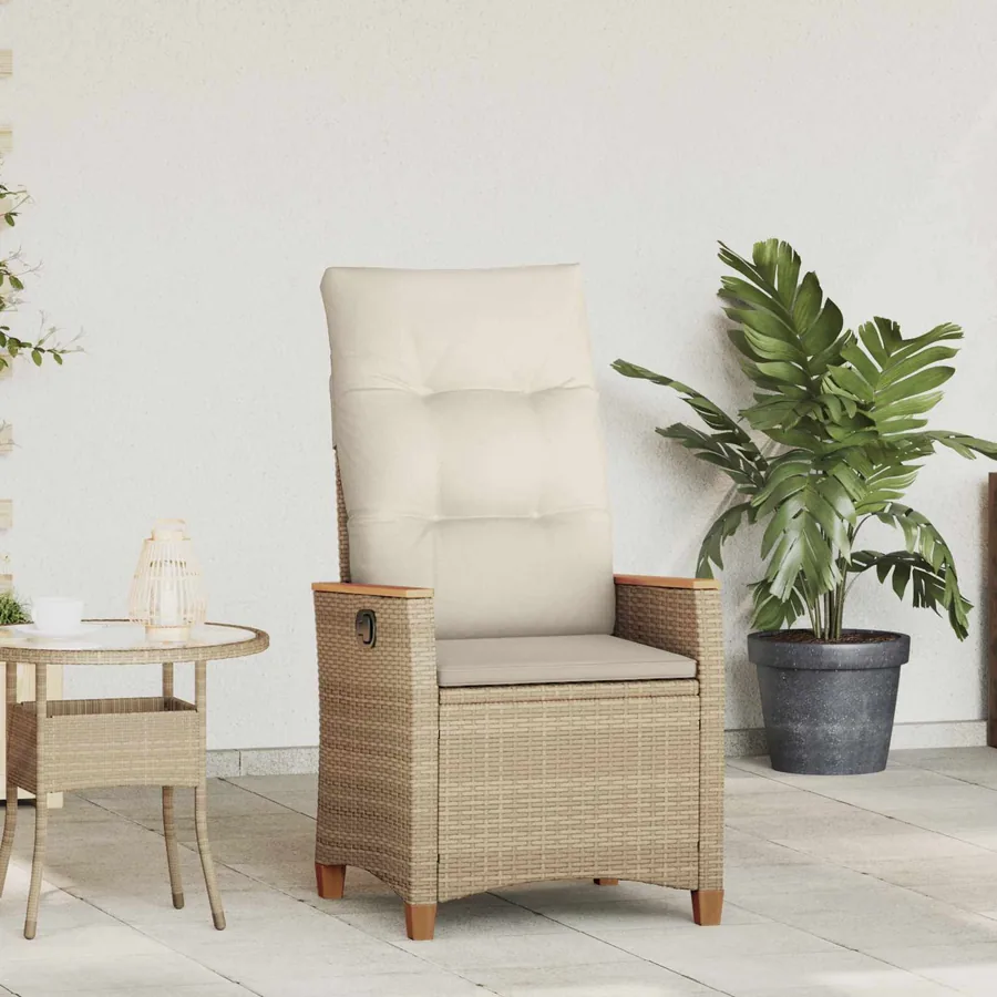 Chaise de jardin inclinable Beige et crème 64 x 57,5 x 112 cm