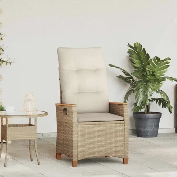 Chaise de jardin inclinable Beige et crème 64 x 57,5 x 112 cm