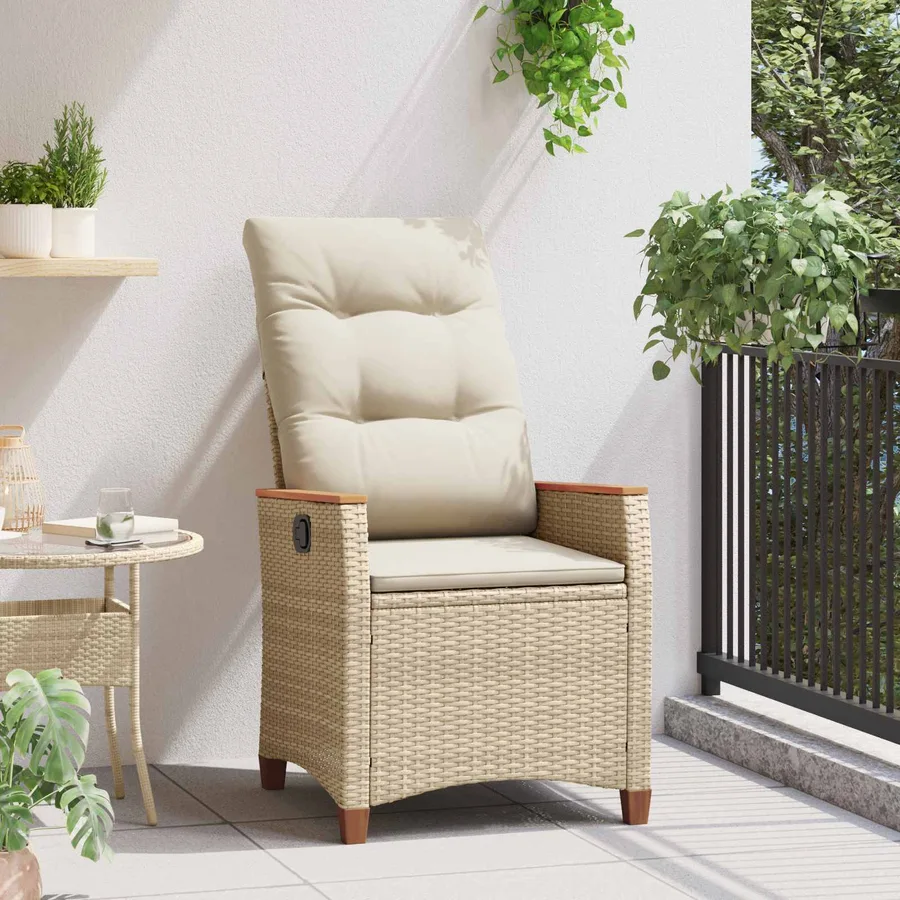 Chaise de jardin inclinable Beige et crème 64 x 57,5 x 112 cm - 3