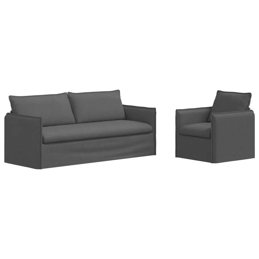 Ensemble de Canapés 2 pcs Gris foncé 196 x 82 x 85 cm Tissu - 2