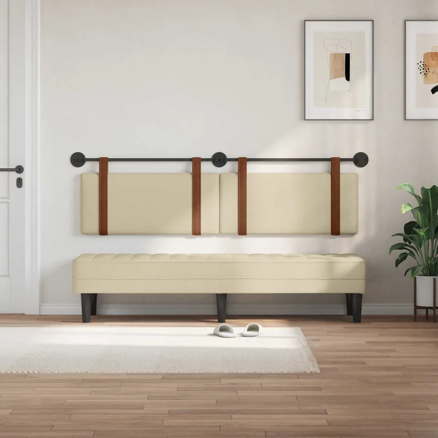 Tête de lit suspendue Uni Crème 190 x 55 x 5 cm PU antique - 3