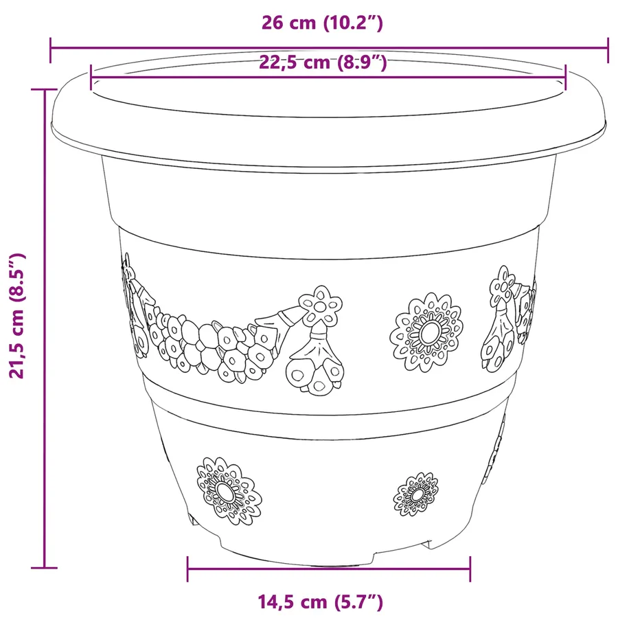 Pots de plantes 6 pcs Noir Ø 26 x 21.5 cm Plastique - 11