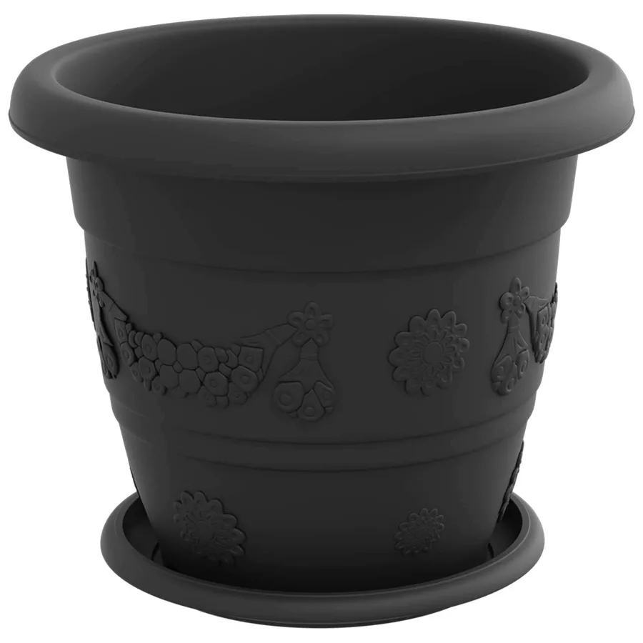 Pots de plantes 6 pcs Noir Ø 26 x 21.5 cm Plastique - 5