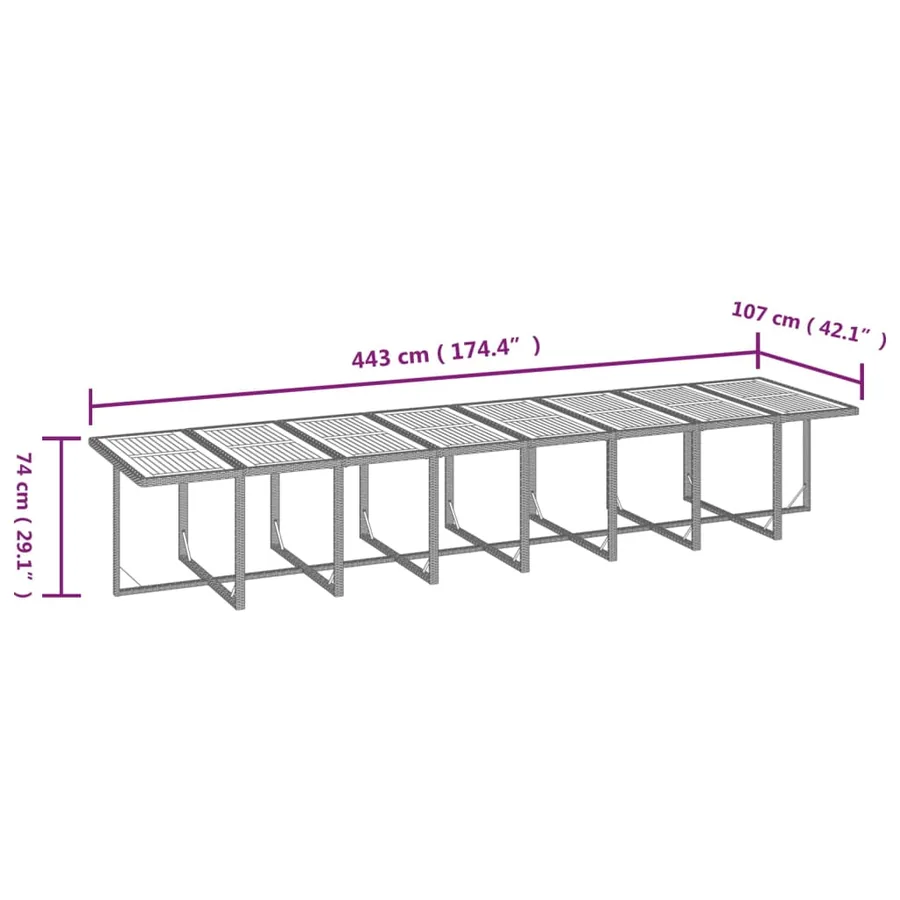 Ensemble à manger de jardin 21pcs coussins noir résine tressée - 10