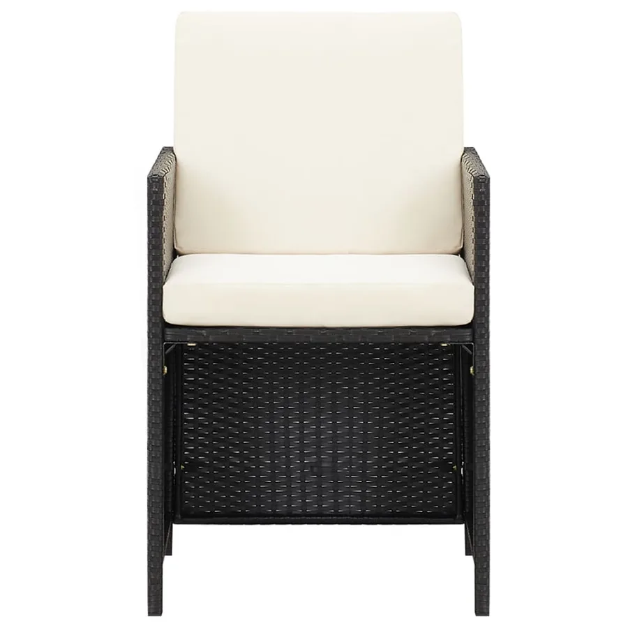 Ensemble à manger de jardin 21pcs coussins noir résine tressée - 6