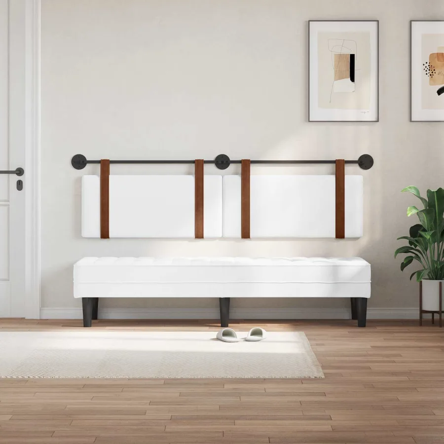 Tête de lit suspendue Uni Blanc 190 x 55 x 5 cm PU antique - 3