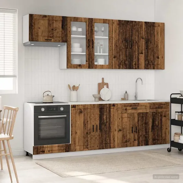 Unité de cuisine PORTO 8 pcs Bois ancien Bois d'ingénierie