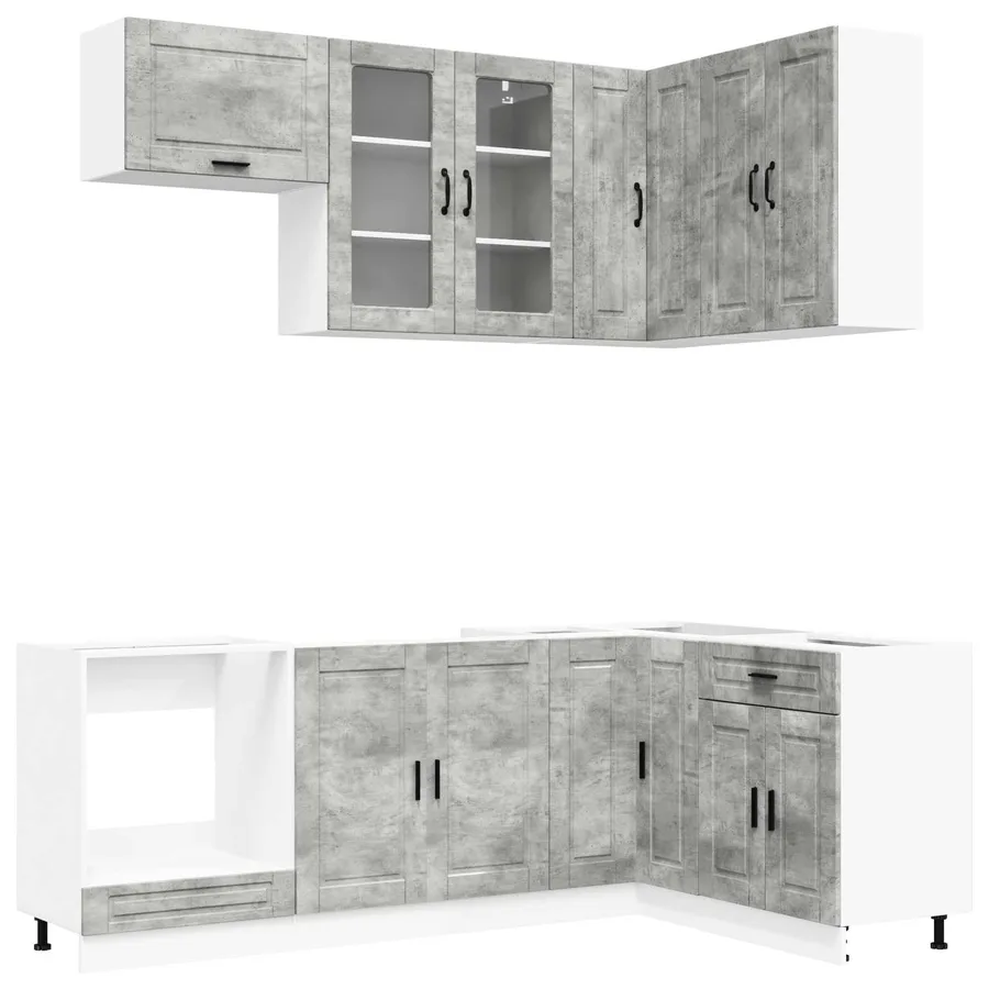 Unité de cuisine PORTO 8 pcs Gris béton Bois d'ingénierie - 2